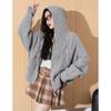 TonLion Women's Hooded Cable Knit Zipper Cardigan