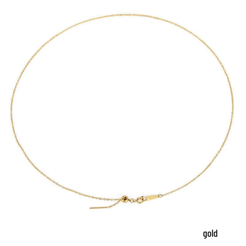 Adjustable Gold Stainless Steel Clavicle Necklace - Versatile European & American Style for Women
