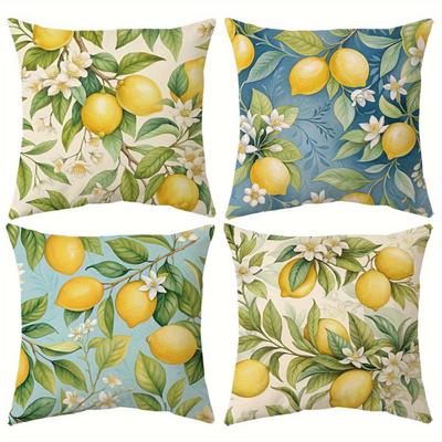 Heimdeko Zitrone und Blumenmuster Kissenbezüge Muster Kissenbezug Geeignet für Sofa Schlafzimmer Auto Kissenbezug