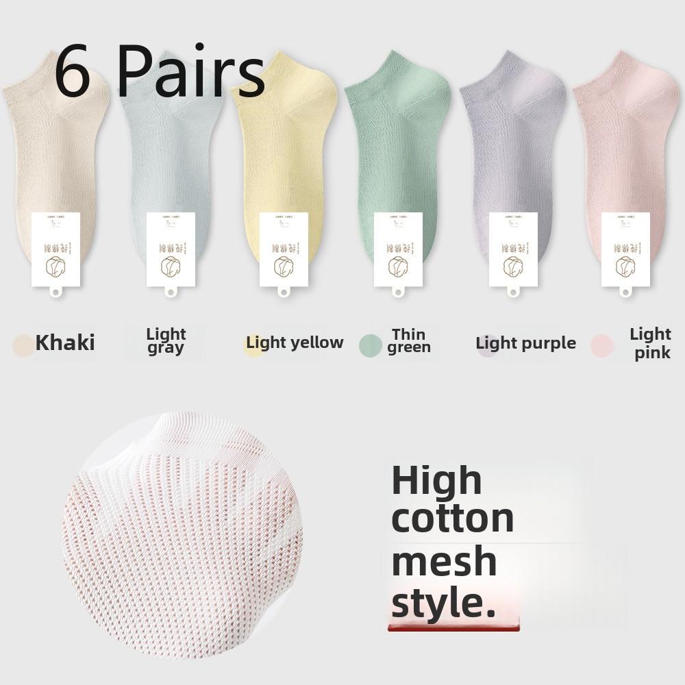 6 Pares Meias Femininas de Verão de Malha Ultrafinas Sem Costura Absorventes de Suor Calcanhar Que Não Desliza