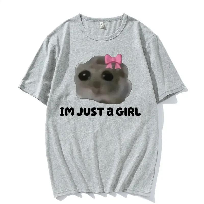 Funny Trendy Cute Sad Hamster Meme T Shirt Men Women Summer Fashion Vintage Tee Shirt Casual Oversized Breathable Top