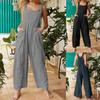 Mote Dame Ensfarget Innstikkslommer Retro Knapper Stropper Jumpsuit