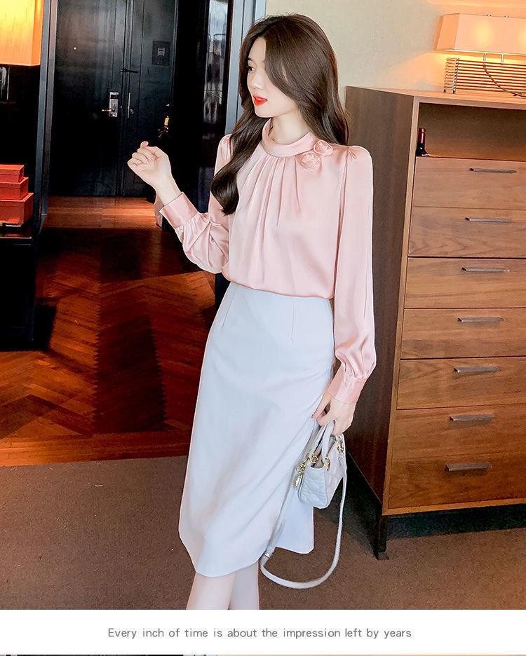 2025 Spring/Autumn Women's Floral Stand Collar Chic Pullover Top