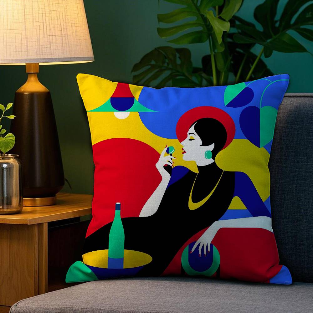 

M-Malika F-Favre Art Vantage Pillow Case Anti-dustmite Pillowcase Invisible zipper silky short plush Sofa cushion cover 12x12Inch