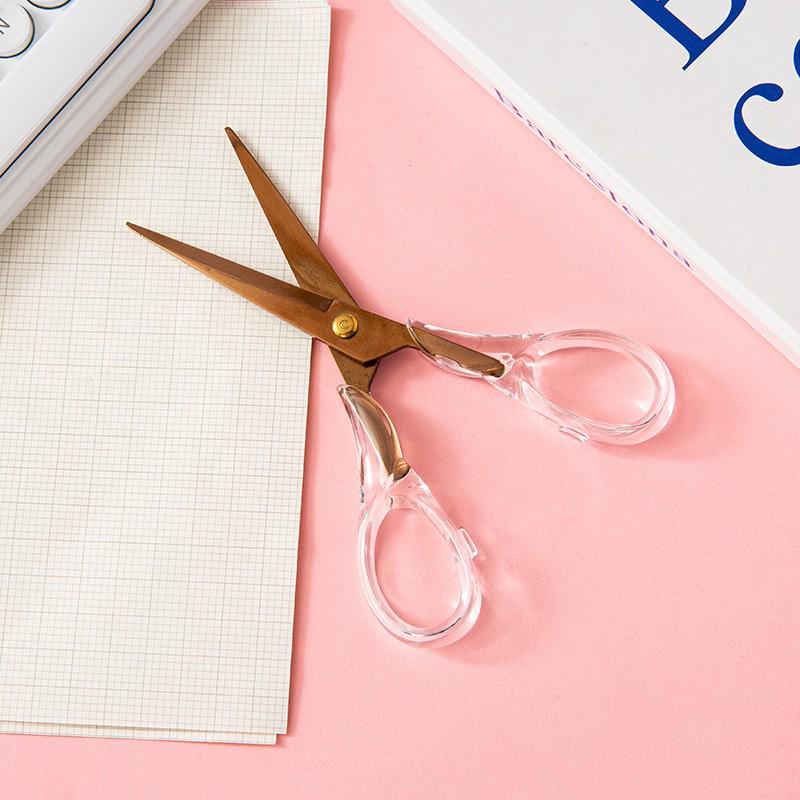 Transparent Rose Gold Acrylic Heavy-Duty Office Scissors for DIY and Student Use