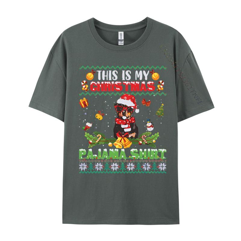 Funny Rottweiler Christmas Pajama T Shirts Hot Sale Hip Hop Cotton Mens T Shirt 3D Style Printed TShirt