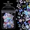 100Pcs Aurorals Nail Art Decoration Shell Pearl 3D Nail Charms Mixed Style Colorful Resin Butterfly Bowknot Manicure Nail Supply