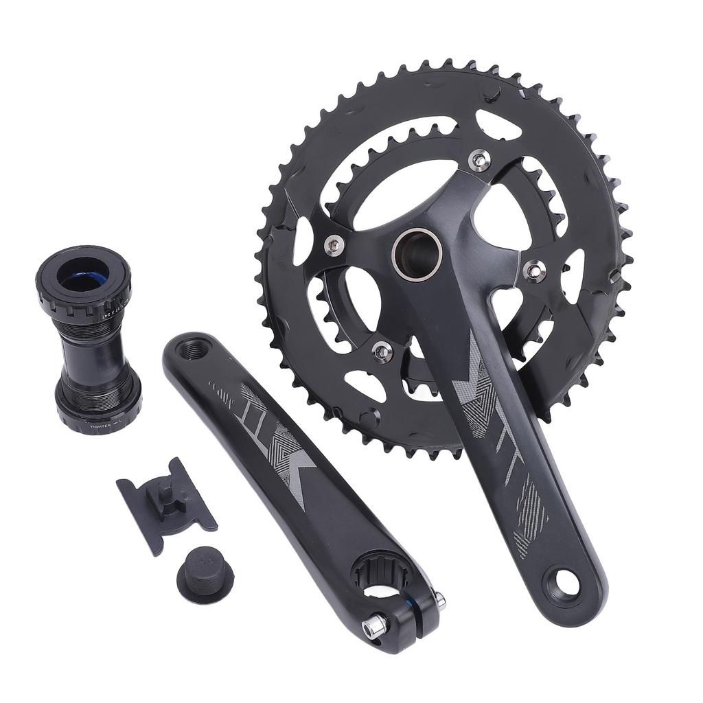 Cycle Crankset with 50T to 34T Chainring Aluminum Alloy Hollow Integrated Cycle Crank Arm Set for 9 Speed to 12 Speed