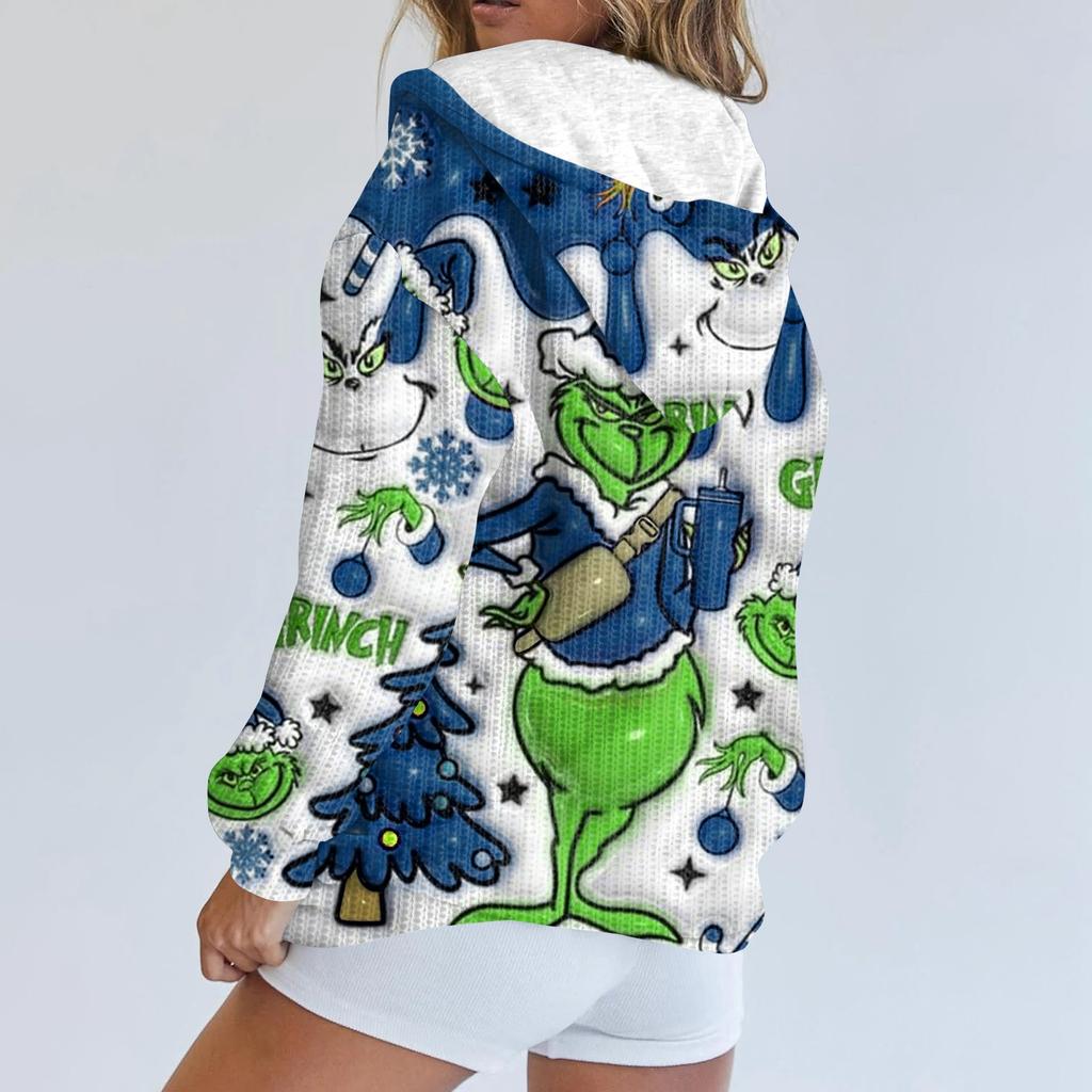 Women's Fashion Jacket Casual Printed Long-sleeved Hooded Cardigan Sweatshirts