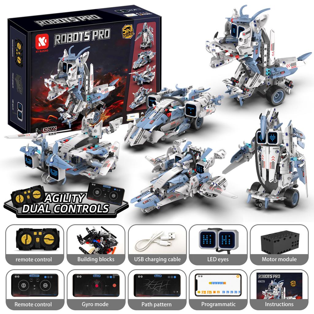 Moc 5 In 1 Creative Electric Rc Mechanical Dragon Model Building Blocks Airplane Assembly Children'S Puzzle Toy Birthday Gift