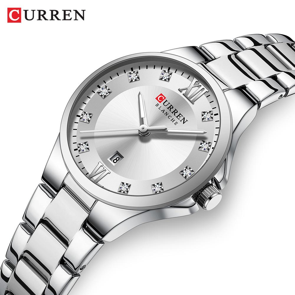 CURREN Brand Quartz Watch for Women Fashion Luxury Round Stainless Steel Waterproof Luminous Ladies Wristwatch