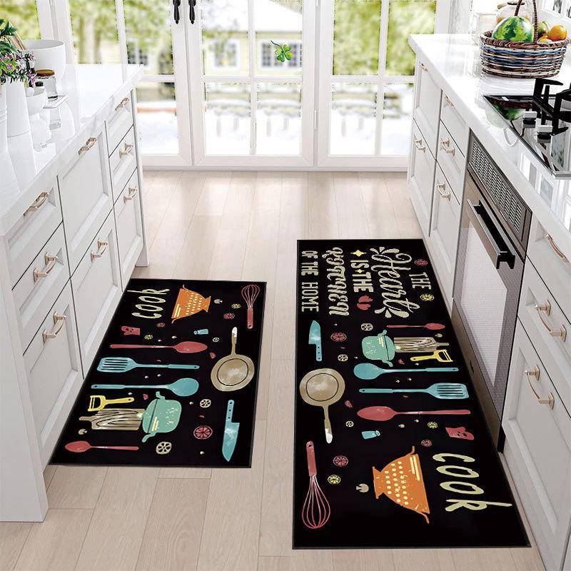 VIKAMA Nordic Kitchen Floor Mat, Anti-Slip Balcony Laundry Room Floor Mat, Corridor Entrance Long Carpet, Home Decoration
