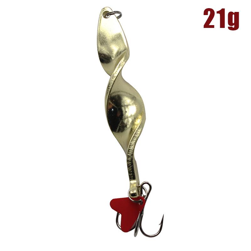1Pcs Gold Silver 10G 14G 21G 28G Rotating Metal Spinner Spoon Fishing Lure Baits For Trout Pike Pesca Fish Treble Hook Tackle