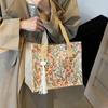 Geantă Florală de Mare Capacitate pentru Femei Geantă Nouă de Depozitare pentru Femei Ins La Modă și Versatilă Geantă de Mână de Pânză cu Un Umăr pentru Femei