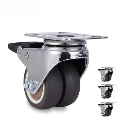 4PCS Swivel Furniture Casters 1.5" / 2" Heavy Duty Soft Rubber Roller Furniture Wheels With Brake for Platform Trolley