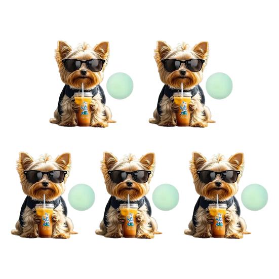 Auto Lufterfrischer Clips Niedlicher Milchtee Welpe Acryl Auto Lüftungsschlitz Clip mit Austauschbaren Duftkissen 2D Armaturenbrett Deko Einfach Aufsteckbar Geschenk für Hundeliebhaber