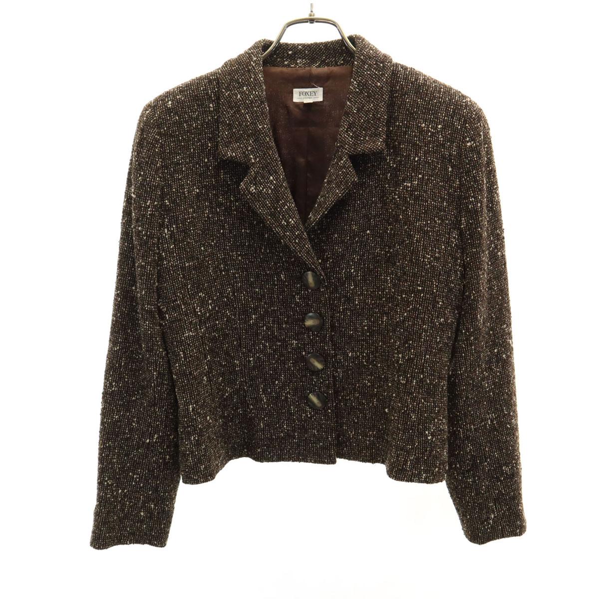 

FOXEY Made in Japan Wool Blend Short length tailored jacket 40 Brown Women Used