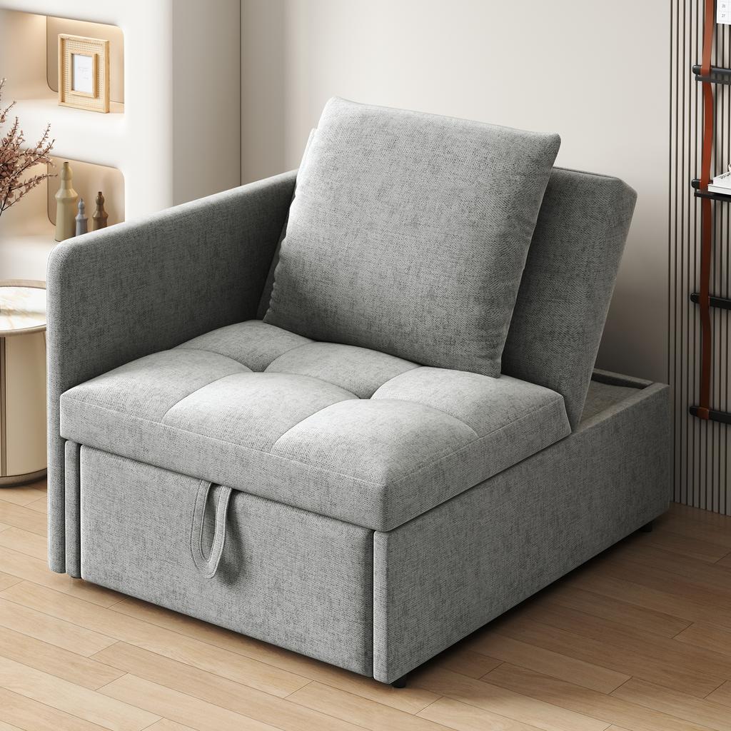 Divano letto imbottito 3 in 1, Divano letto multifunzionale, Divano in tessuto di lino con schienale regolabile, Divano da salotto per stanze piccole