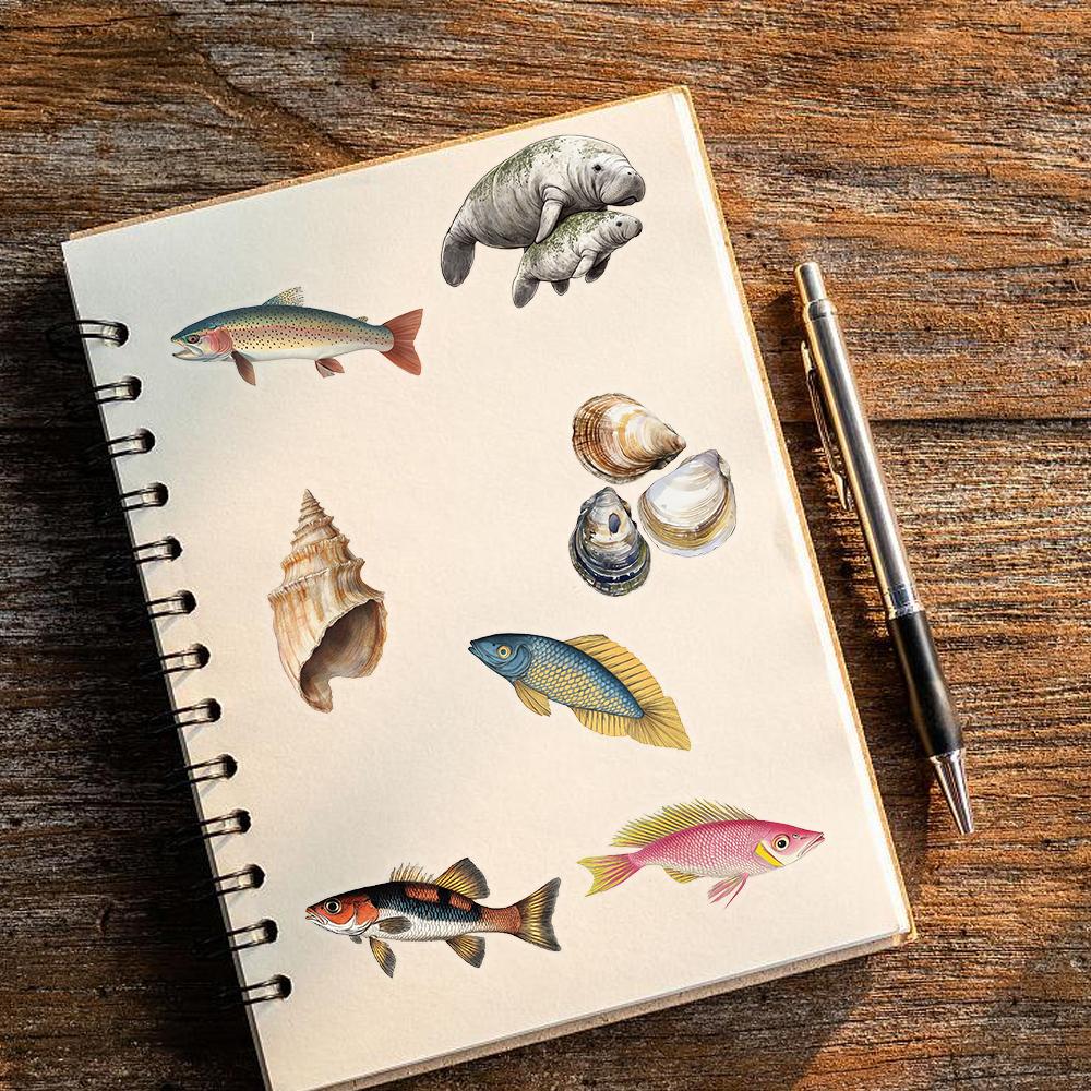 50PCS Marine Organism Stickers Harajuku Creative Skateboard Paper Phone Luggage Waterproof Computer Gifts Paper Chambre