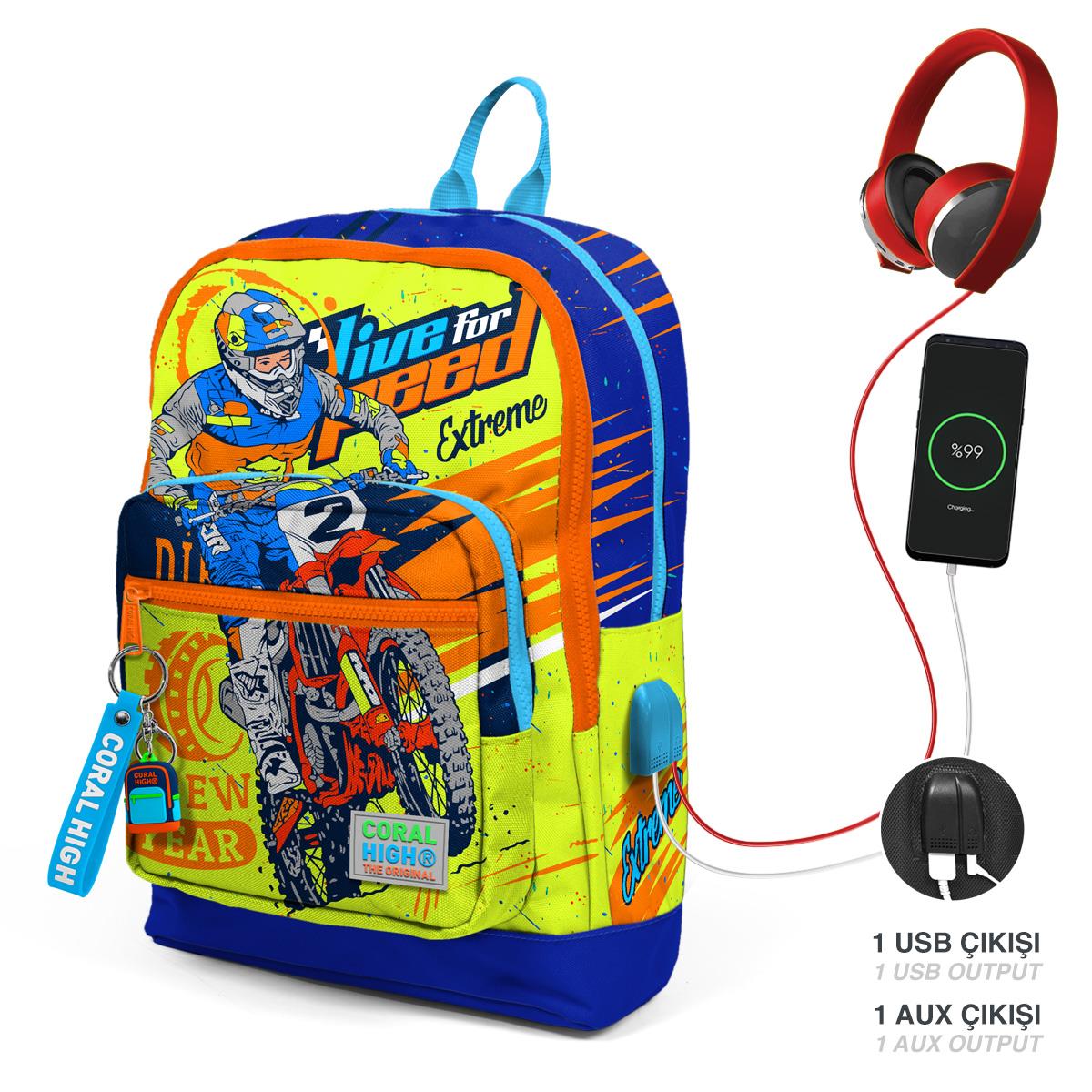 

coral high Шкільний USB-рюкзак Kids Highlighting Yellow Saks із візерунком із чотирма відділеннями 23842
