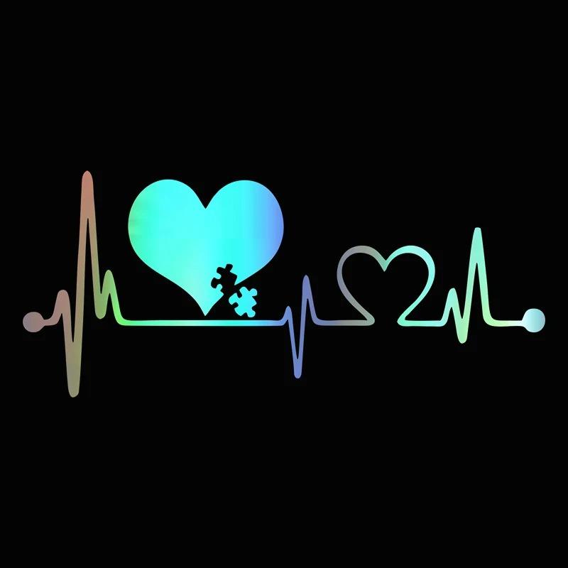 

LYKX Autism Heart Beat Lifeline Creative Car Stickers Car Window Personality Decorative Accessories Car Styling Decals 16cm X 7cm