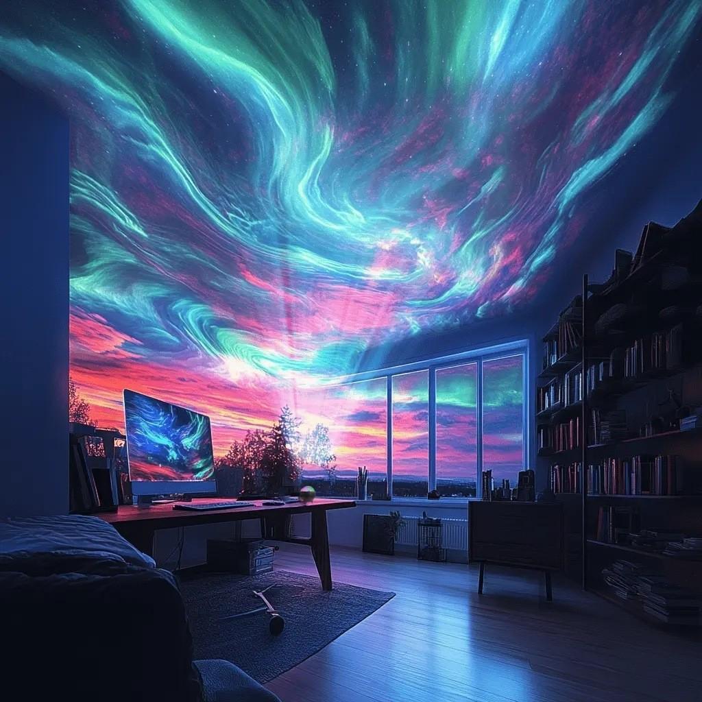 Seven-Color Aurora Starry Sky Lamp with Water Ripple Projection