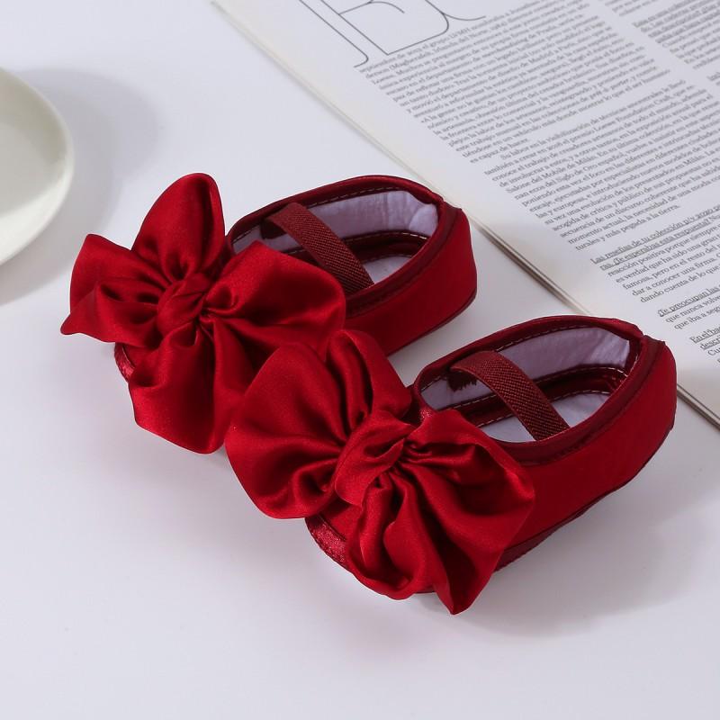 Infant Shoes Baby Bowknot Decoration Princess Shoes Solid Color Kids Shoes For 0-1 Year