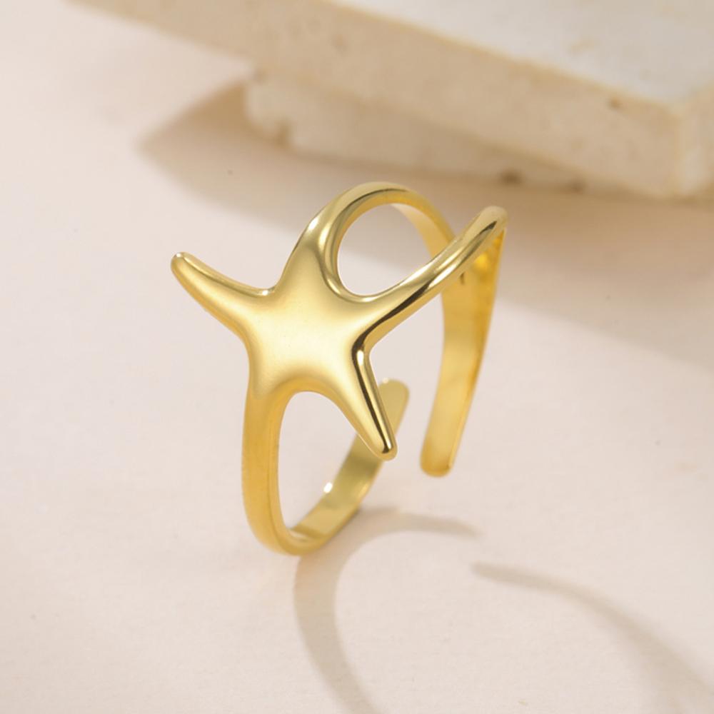 My Shape Starfish Rings Geometric Finger Ring for Women Girls Adjustable  Size Stainless Steel Ring Jewelry Summer Beach Gifts