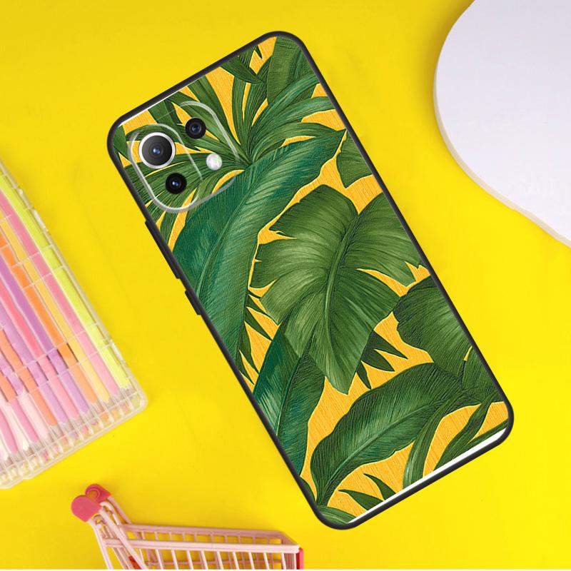Tropical Leaves Banana Leaf Cover For Xiaomi 14 Ultra 13 11T 12T 13T 14T Pro POCO X6 X7 Pro X3 X5 F3 F5 F6 M6 Pro Case