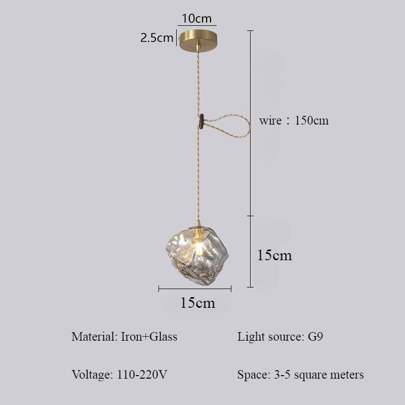 Stained Glass Ice Diamond Pendant Lamp Nordic Light Luxury Amber Glass Restaurant Ceiling Lamp Simple Home Decoration LED Luster