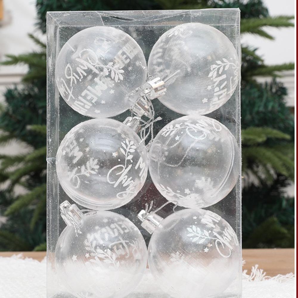 6Pcs/Box Transparent Painted Ball Christmas Tree Ornament DIY Crafts Painted Christmas Decorations