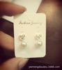 Flower Zircon Earrings, Pearl Studs, Ladies' Heart-shaped Geometric Set with Zirconia Gemstone Accessories Earrings