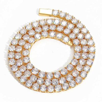 New Accessories Spring Buckle Tennis Chain Zircon Necklace Hip Hop Jewelry Full Diamond Men's Necklace