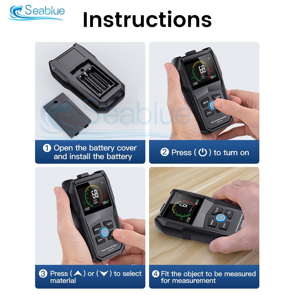 WM700A Wood Humidity Tester Wood Moisture Meter Inductive Wood Timber Moisture Meter Wall Paperboard Moisture Content Tester