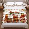 Christmas Theme Soft Blanket Personalized Custom Name Text Print Warm Blanket Home Sofa Bedroom Decor