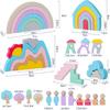 44PCS Montessori Wooden Colorful Stacking Balance Sensory Game Stones Rainbow DIY Building Blocks Birthday Christmas Party Gift