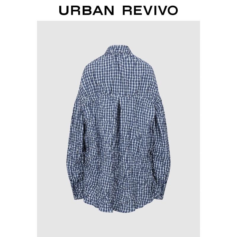

UR Women s Plaid Wrinkle Texture Long Sleeve Shirt M