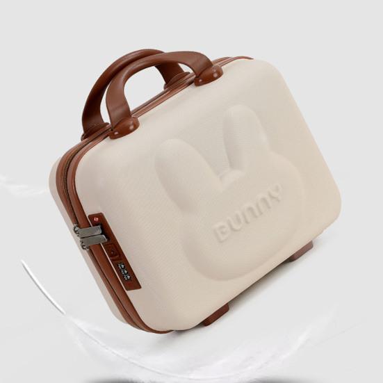 Cosmetic Suitcase Cute Bunny Pattern Portable Handle Combination Lock Zipper Large Capacity Travel Toiletry Makeup Code Case Travelling