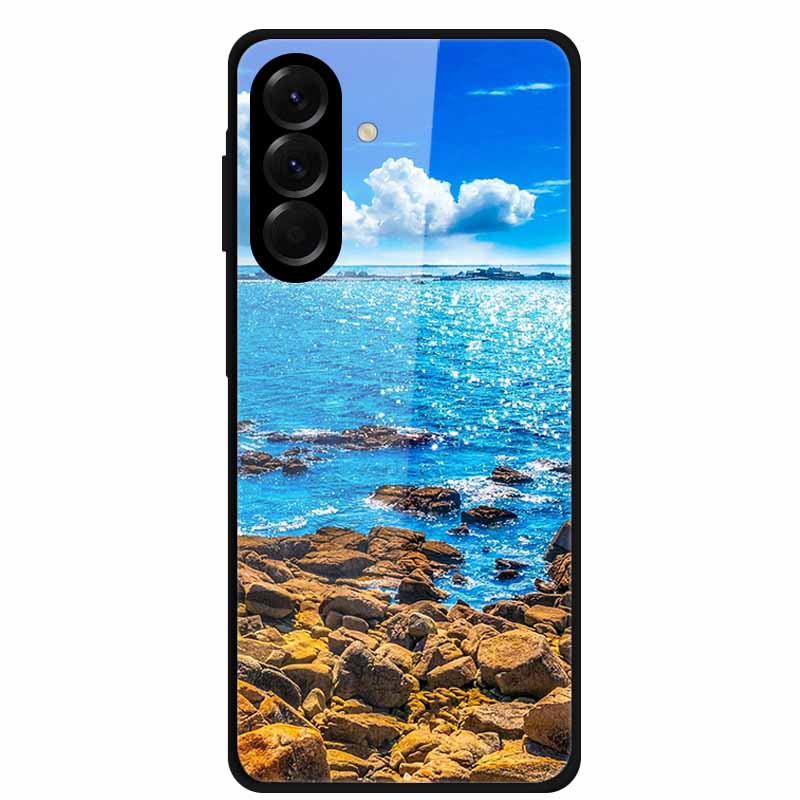 Tempered Glass Phone Case For Samsung Galaxy S24 FE Case Hard PC Back Cover Shell for Galaxy S24FE S 24 FE 5G Hard Covers Flower