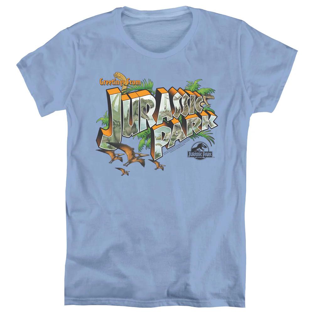 

Jurassic Park Greetings From JP Womens T Shirt Carolina Blue S