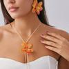 Fashion Three-Dimensional Simulation Flower Necklace Choker Personalized Long Wax Thread Fabric Flower Necklace