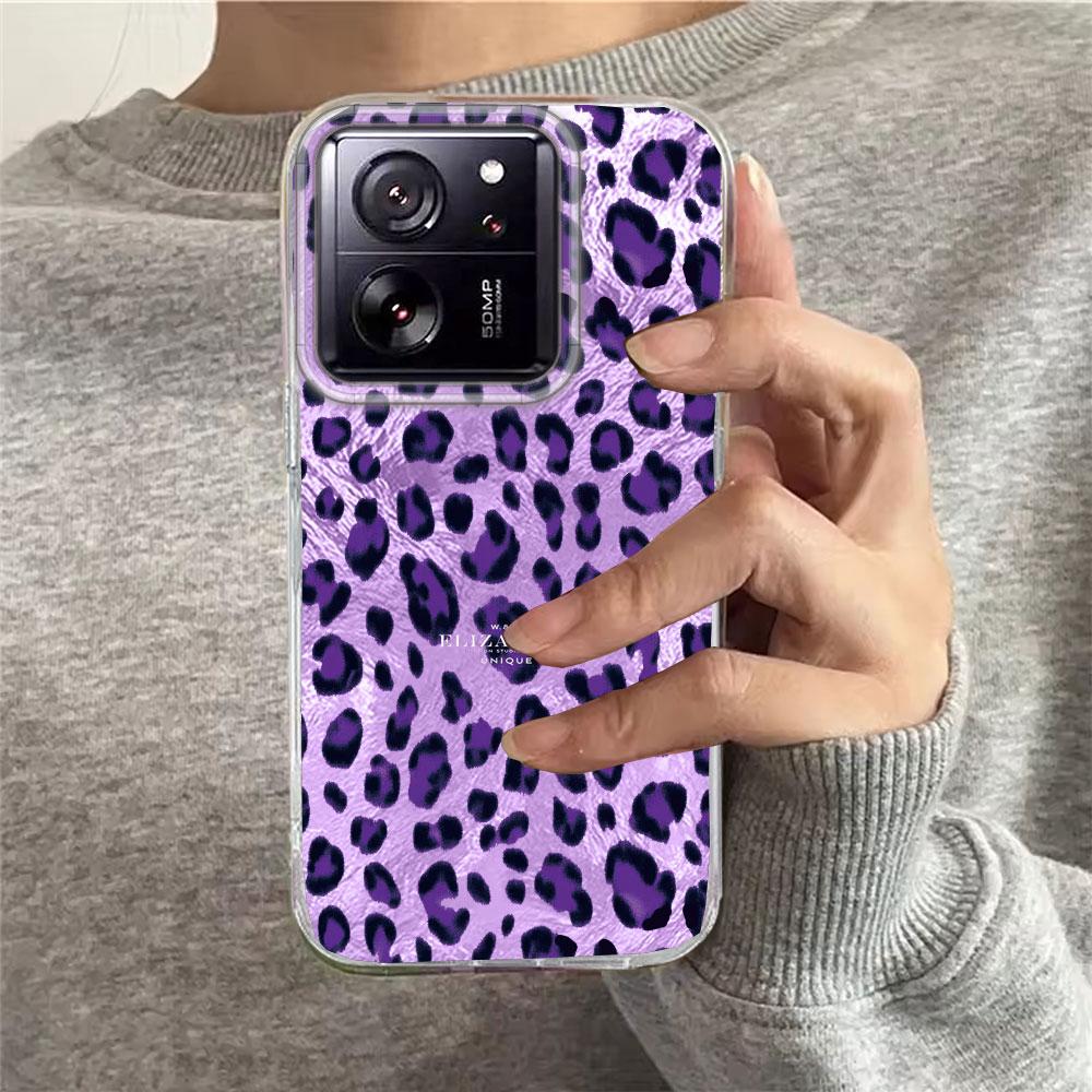 Splicing Purple Leopard Print Girls Phone Case for Xiaomi 13T 14T 11 Lite NE Poco X5 M6 Pro X6 X7 X3 Pro NFC C65 C61 M5S Cover