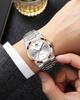 Men's Ultra-Thin Luminous Quartz Watch with Steel Band and Double Calendar, Waterproof.