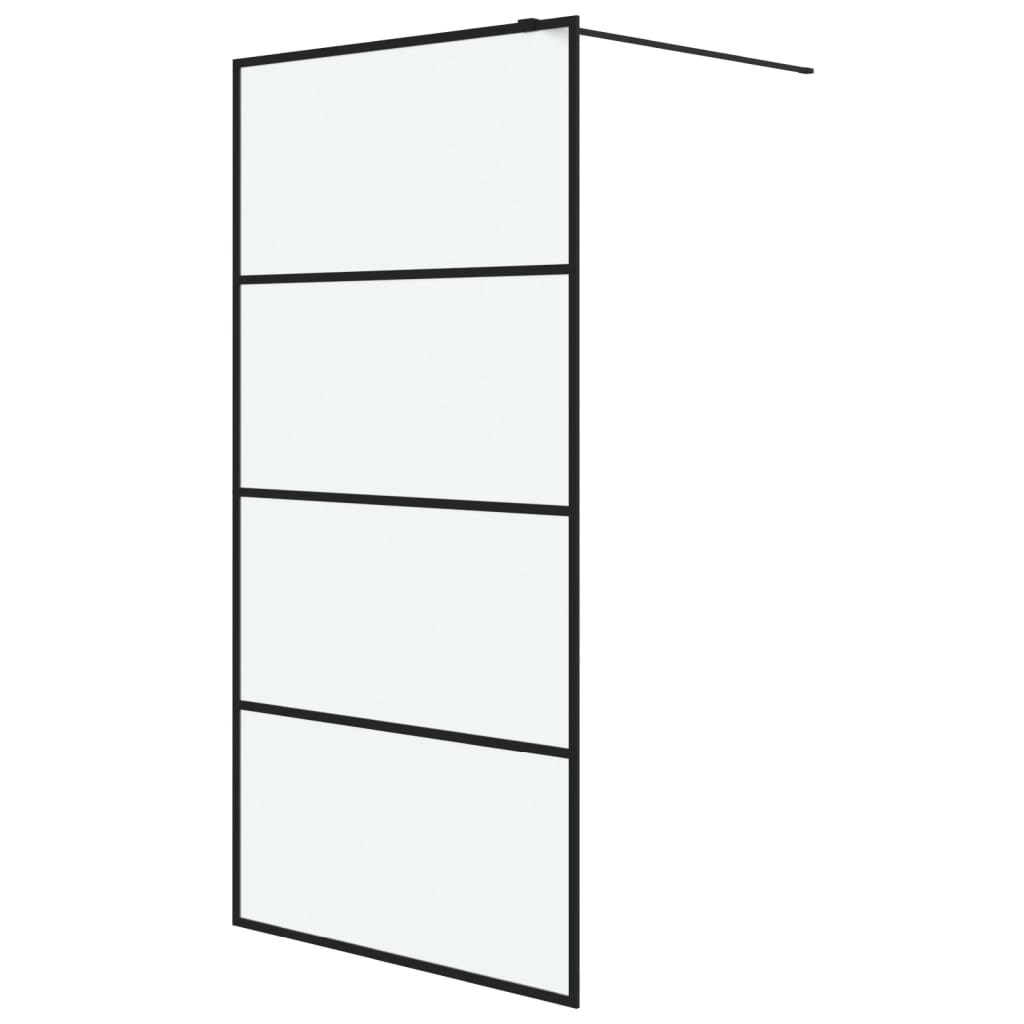 Walk In Shower Screen In Black 100 X 195 Cm Matte ESG Glass