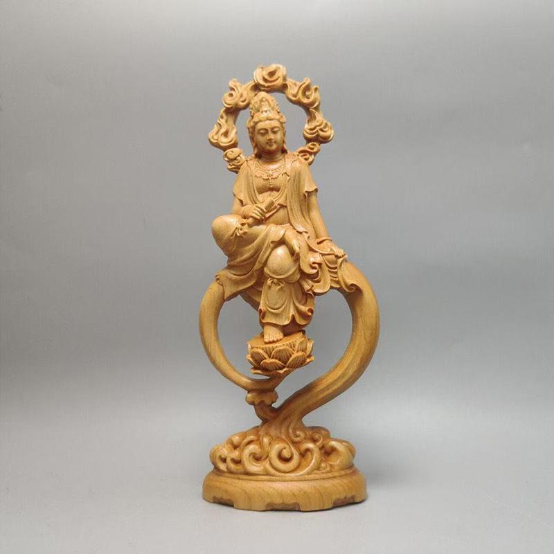 wood carving guanyin bodhisattva sculptures and figurines  Home Room Office Wealth Luck Feng Shui Decor buddha wood