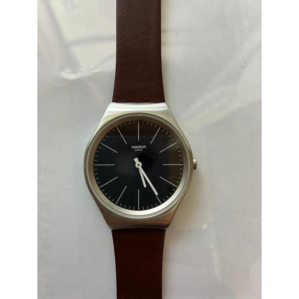 Used Swatch Watch Quartz Brown Leather