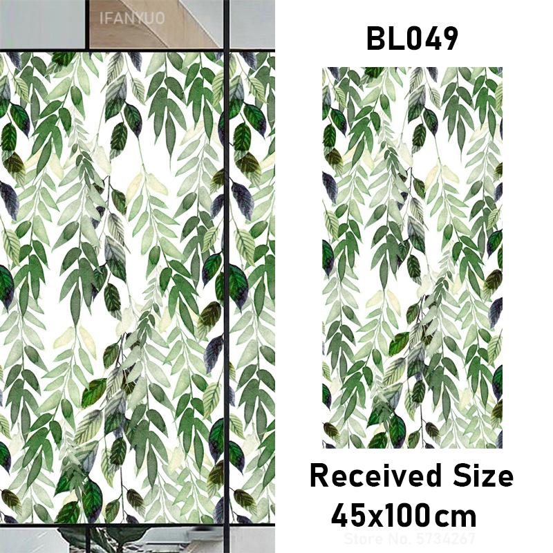 Matte Tropical Plants Flower Animal Window Glass Electrostatic Stickers Decorative Privacy Protection Film Glue Free Removable