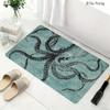 Blue Octopus Artistic Non-Slip Floor Mat Absorbent Washable Decorative Area Rug for Bathroom Shower Wash Basin Toilet