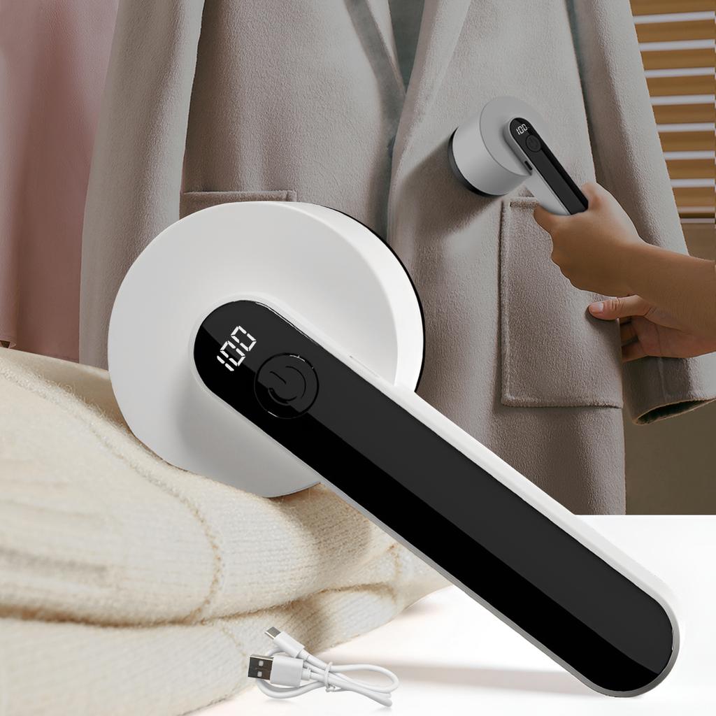 USB Rechargeable Lint Remover with Digital Display, 6-Blade Fabric Shaver 111mAh, Portable Sweater Shaver Bobble Remover