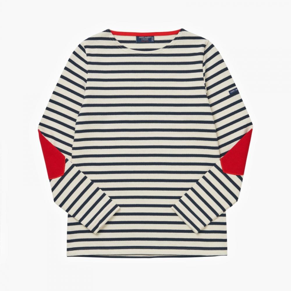 Saint JameS Bojan Stripe Elbow Heart Patch Women S Long Sleeve Tee 8649